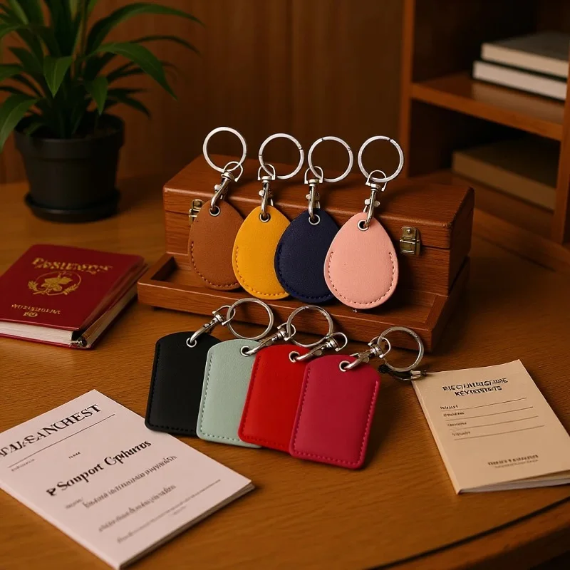 1Pcs/Lot 125Khz Rewritable T5577 Chip Leather Card ID Keyfob RFID Tag Token Ring Proximity for Access Control copy EM4100 TK4100