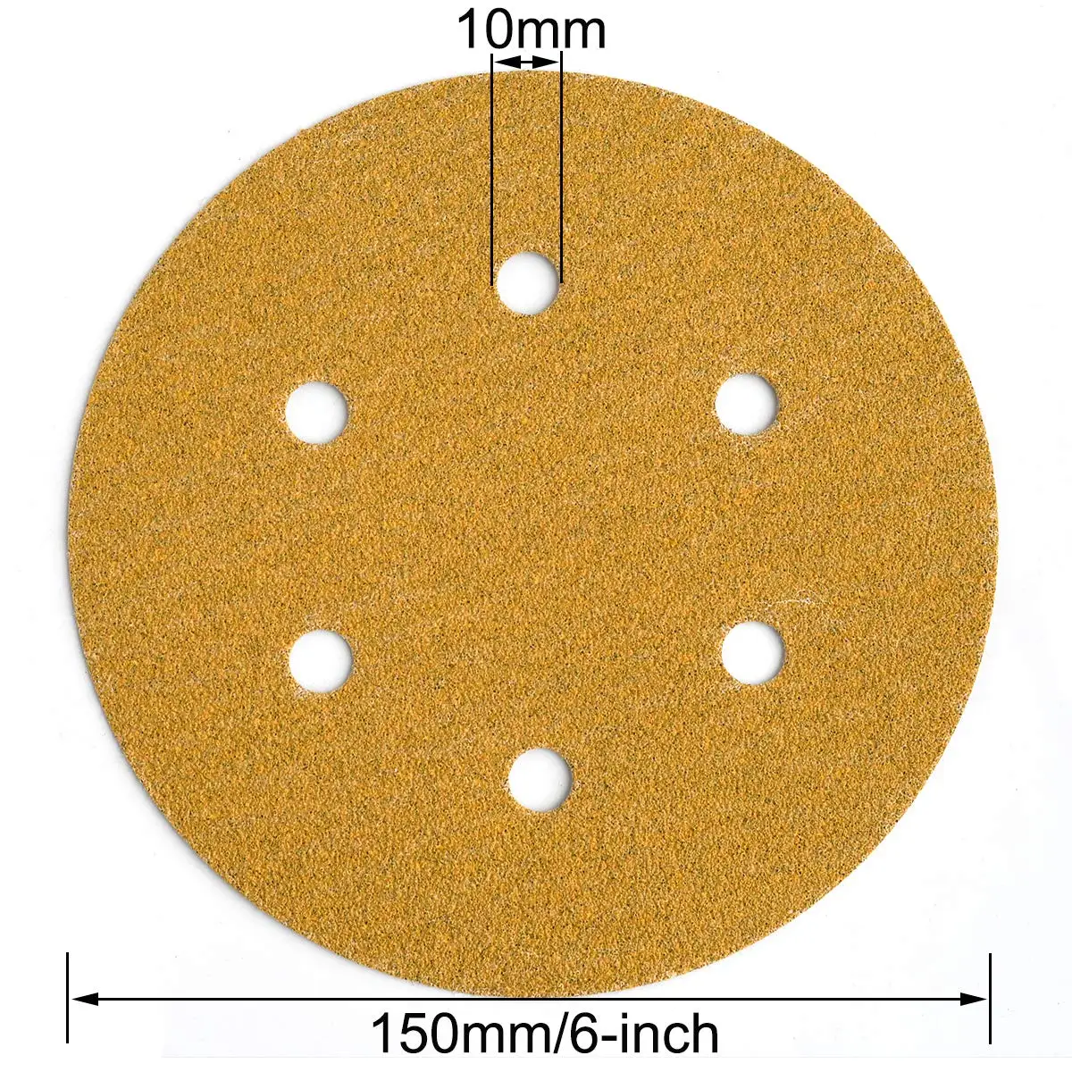 6 Inch 6 Hole Hook and Loop Sanding Discs 100Pcs Assorted 60/80/100/120/150/220/320/400/600/800 Grit Sandpaper for Wood Grinding