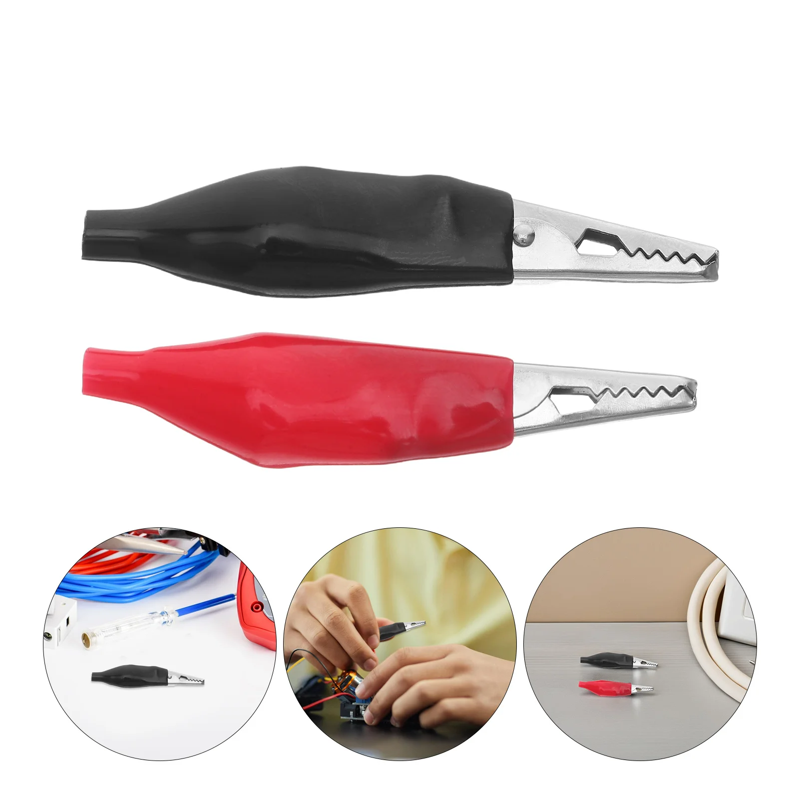 

48Pcs Insulated Alligator Clips Electrical Test Clamps Soft Cover Red Black Jumper Clips Heavy Duty DIY Projects