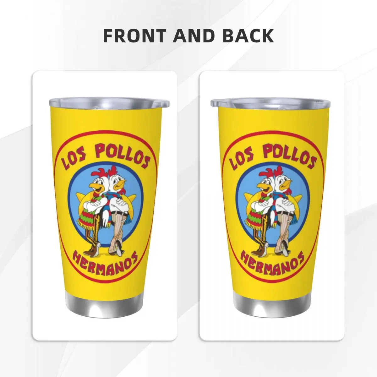 Los Pollos Hermanos Insulated Tumbler with Lid Breaking Bad Stainless Steel Coffee Mugs Double Wall Car Bottle Cup, 20oz