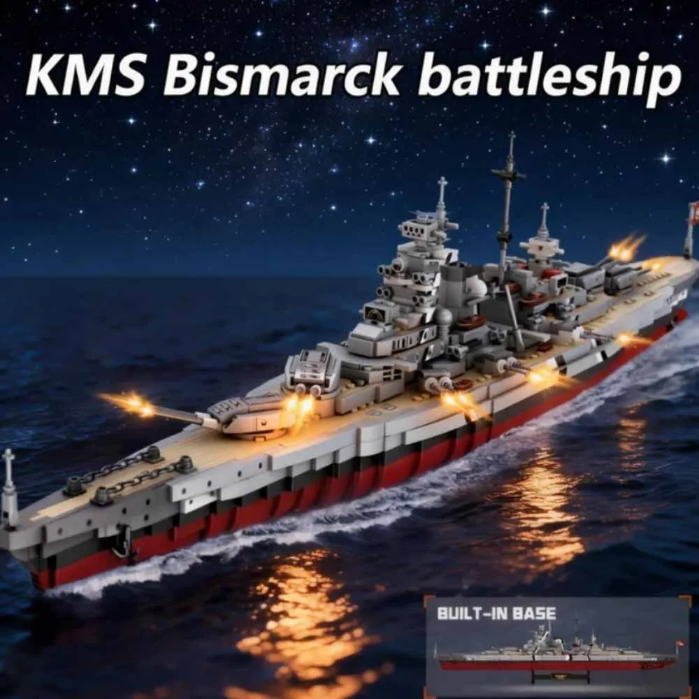 

Набор строительных блоков MOC «Бисмарк» (2081 деталь), военный корабль времен Второй мировой войны, модель крупного крейсера, игрушка для детей, подарок