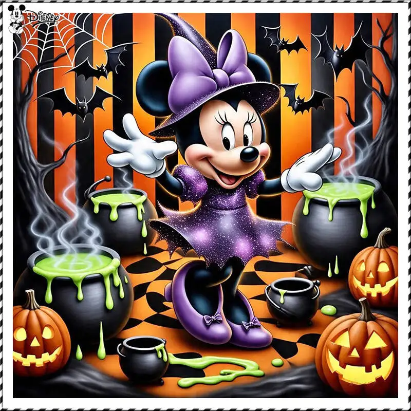 

Disney Cartoon Picture Minnie Halloween Party Diy Diamond Painting Picture Of Rhinestones Handmade Gift