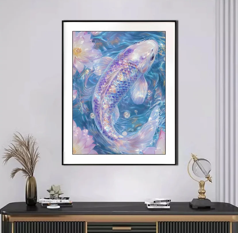 

9ct 60x80cm Fish Embroidery DIY Chinese Style Printed Kits Cross Stitch Thread Needlework Set Home Decor Crafts New