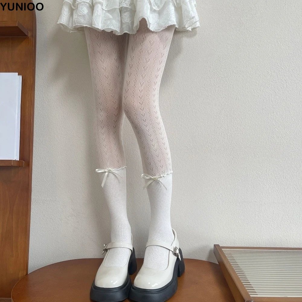 

Эластичные колготки-имитация двойки с дышащим кружевом в виде сердечек, тонкие ажурные чулки для вечеринок