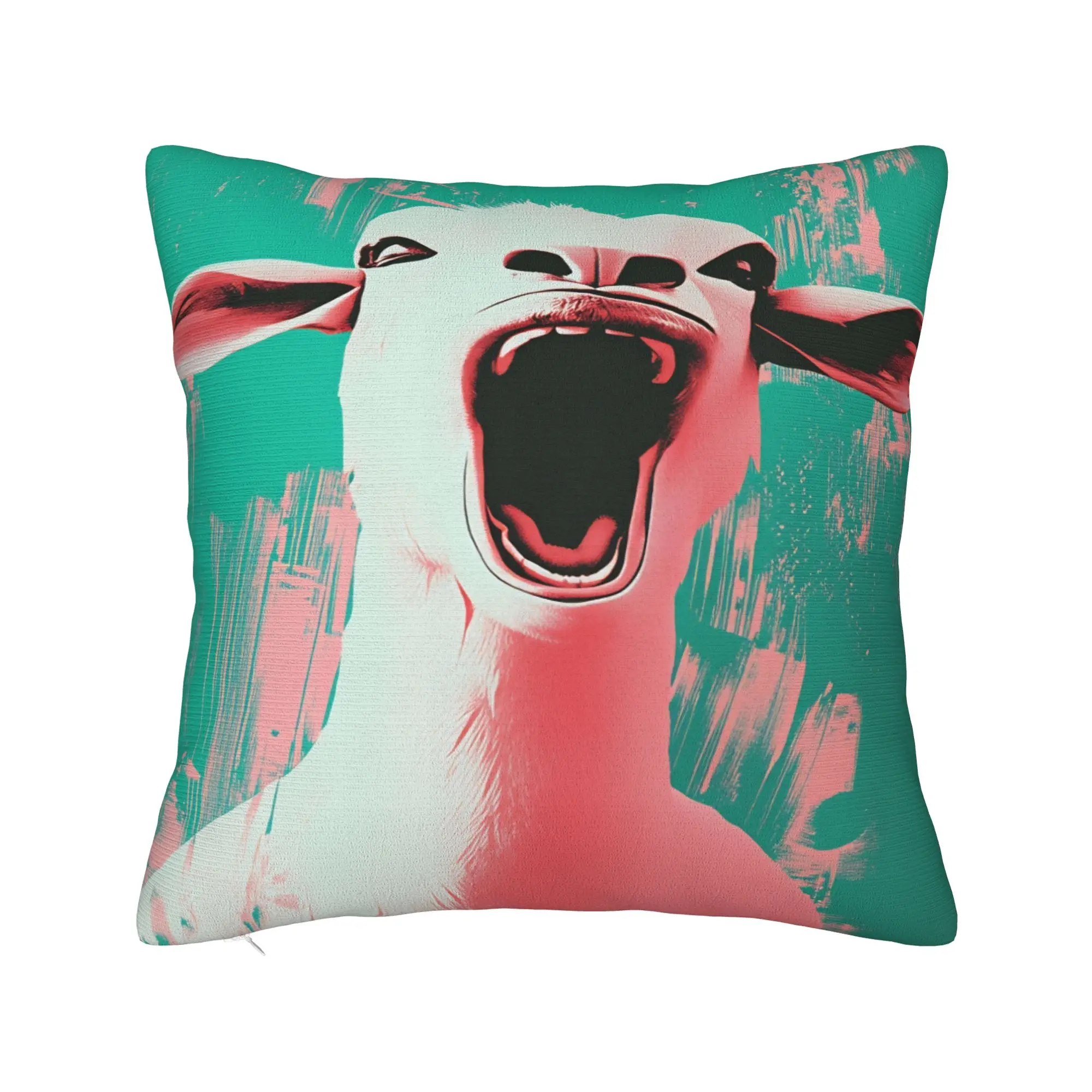 Screaming Goat Funny Meme Pillowcases  Novelty Pillow Case For Couch Sofa Bedroom Square Pillow Cover