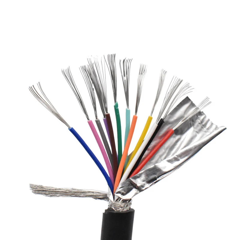 1/5/10Meters RVVP Shielded Cable 28/26/24 AWG 2/3/4/5/6/7/8/10/12/14/16 Cores Tinned Copper Wire Black Insulated PVC Audio Cable