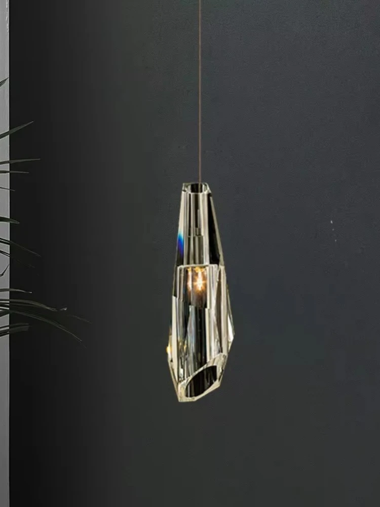 Nordic luxury all-copper single-headed crystal chandelier, exclusive cross-border design bedside long-line chandelier