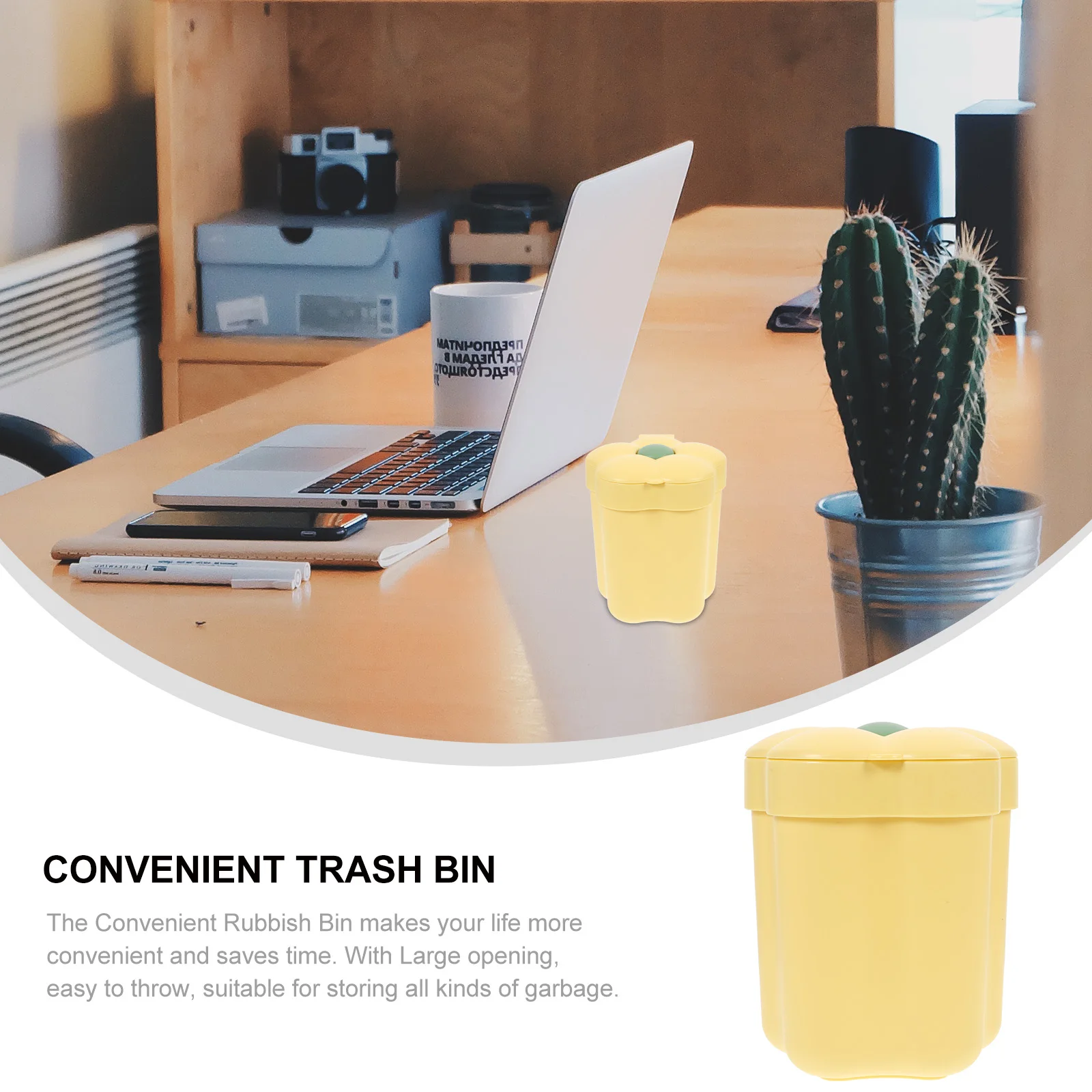 

Flower Shaped Desktop Trash Bin Premium Plastic Small Size with Lid for Office Bedroom Home Bathroom Kitchen Decorative