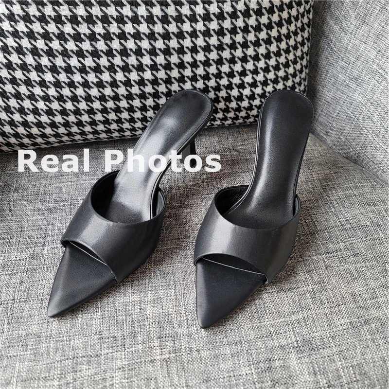 FEDONAS Women Genuine Leather High Heels Sandals Sexy Pointed Open Toe Party Wedding Summer Shoes Woman Soft Leather Prom Pumps