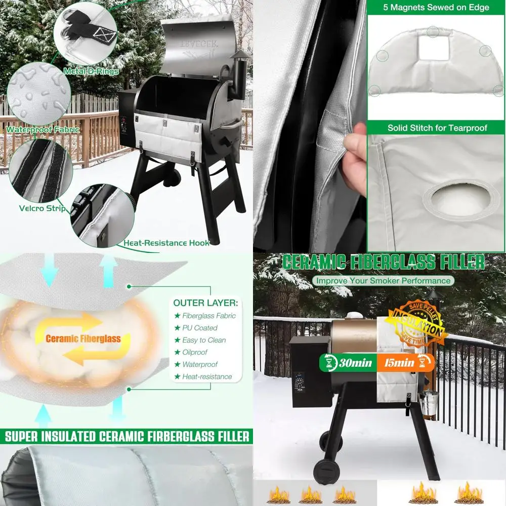 

Thermal Insulation Cover for Traeger Pro 22, 575, Ironwood 650, Lil' Tex Elite, and BAC626 Wood Pellet Grills - Winter BBQ Acces