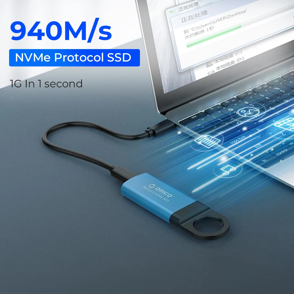 Imagem -04 - Orico-nvme Ssd Externo 1tb 128gb 256gb 512gb tipo c Usb 3.1 tipo c