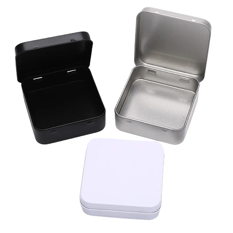 Hot New Mini Metal Tins Container Square Hinged Flip Storage Tin Box Small Kit Case Jewelry Coin Candy Condom Organizer Portable