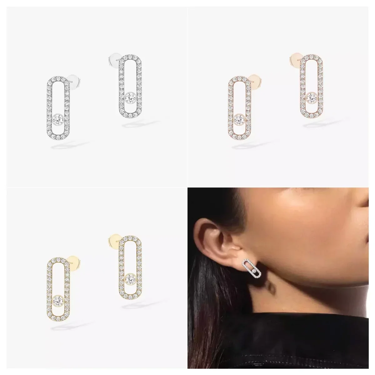 

Messik Women's Earrings S925 Pure Silver Material MOVE UNO Series Earrings Luxury Jewelry Trendy Personalized Fashion Jewelry