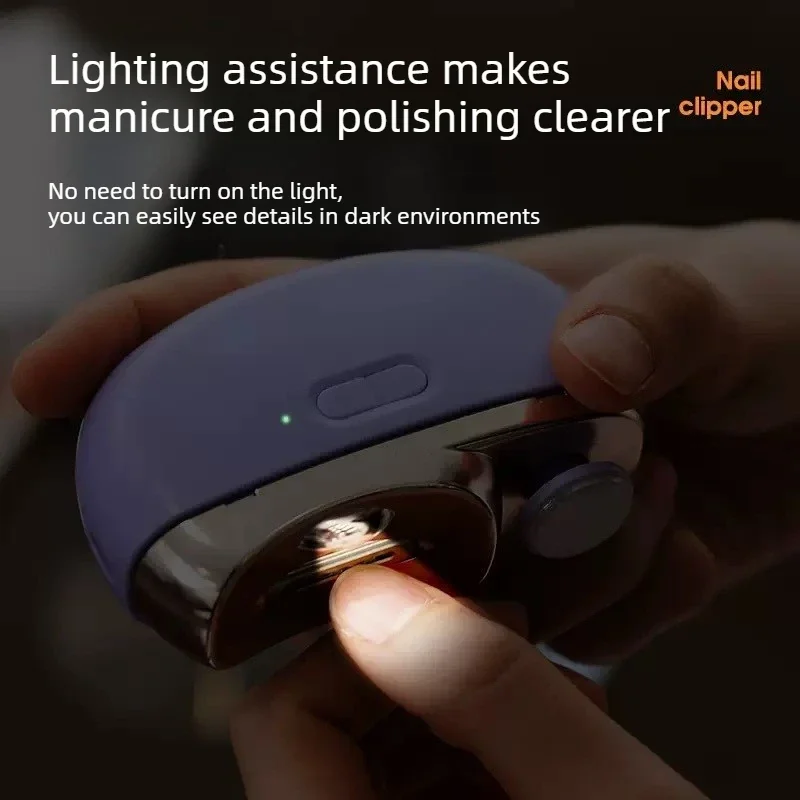 Electric Nail Clipper Automatic 2 in 1 LED Light Low Noise Trimming Polishing Fingernails Toenails Seniors Adults Kids Portable