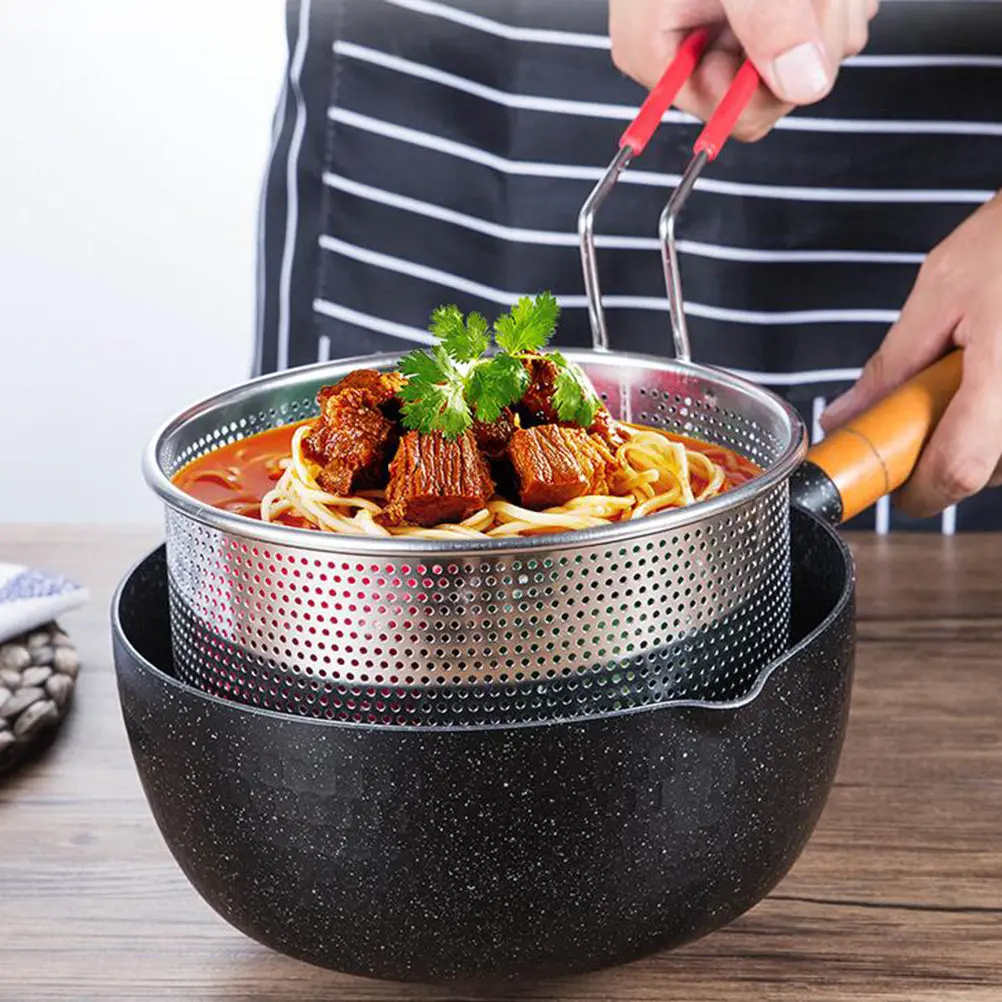 16Cm Stainless Steel Colander Spoon High Density Drainage Holes Ergonomic Heat Resistant Handle for Home Restaurant Kitchen