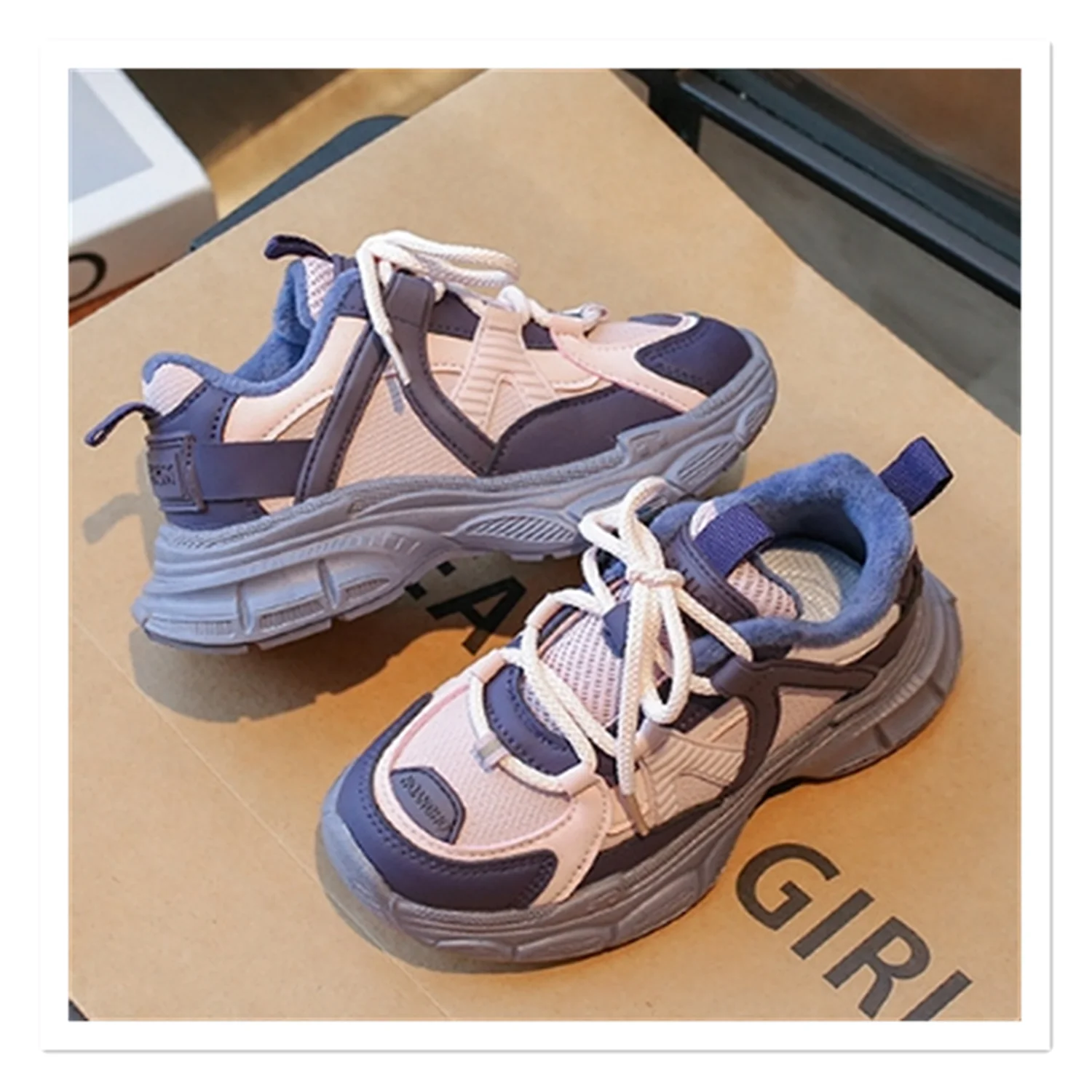 

Children's Cotton Shoes Autumn and Winter New Two Cotton Girls' Versatile Dad Shoes Fashion and Trendy Brand Sports Shoes Boys'