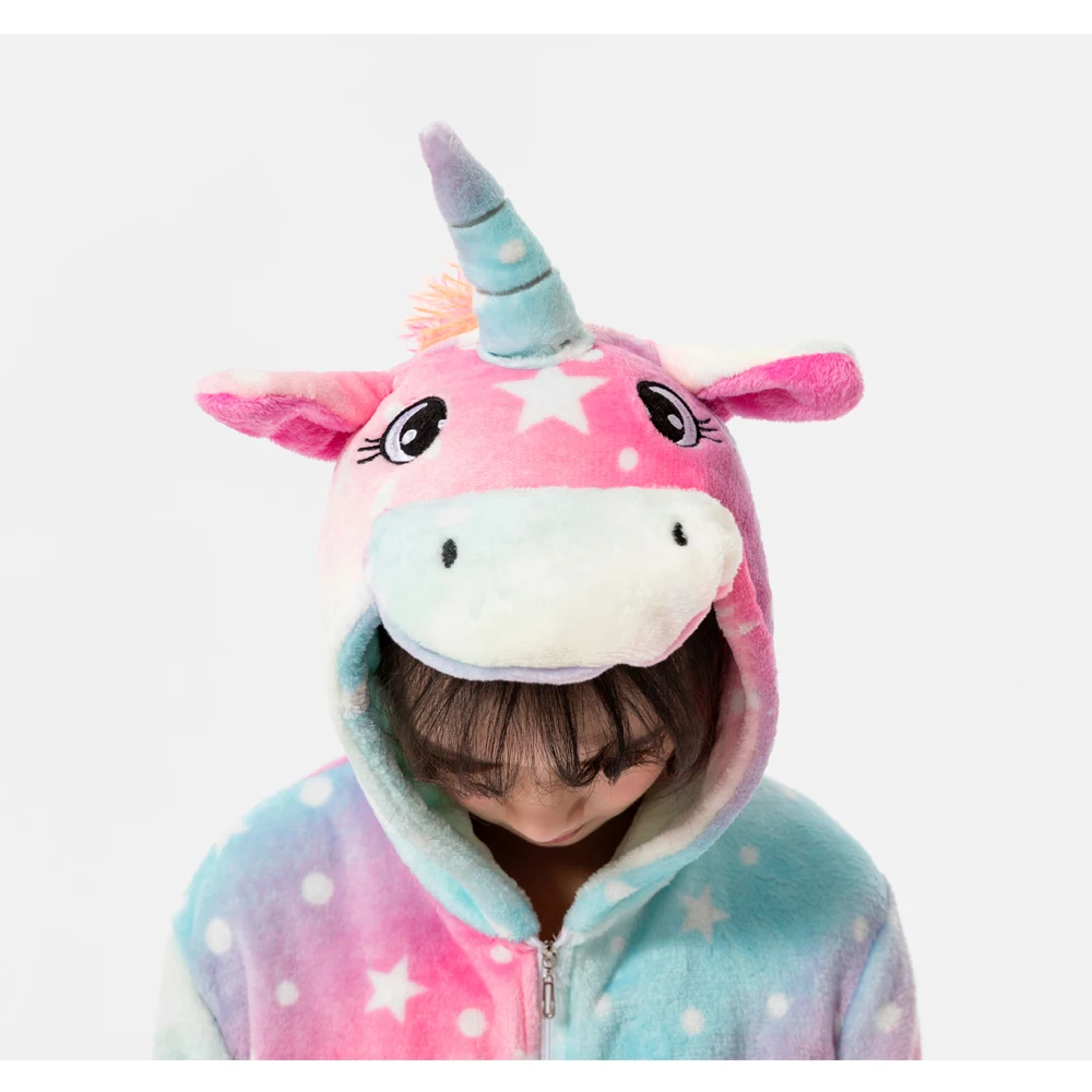 Kigurumi Kids Unicorn Pajamas Toddler Girl Pyjamas 2 to 3 4 5 6 7 8 9 10 11 12 Years Winter Flannel Warm Children Jumpsuits Pjs