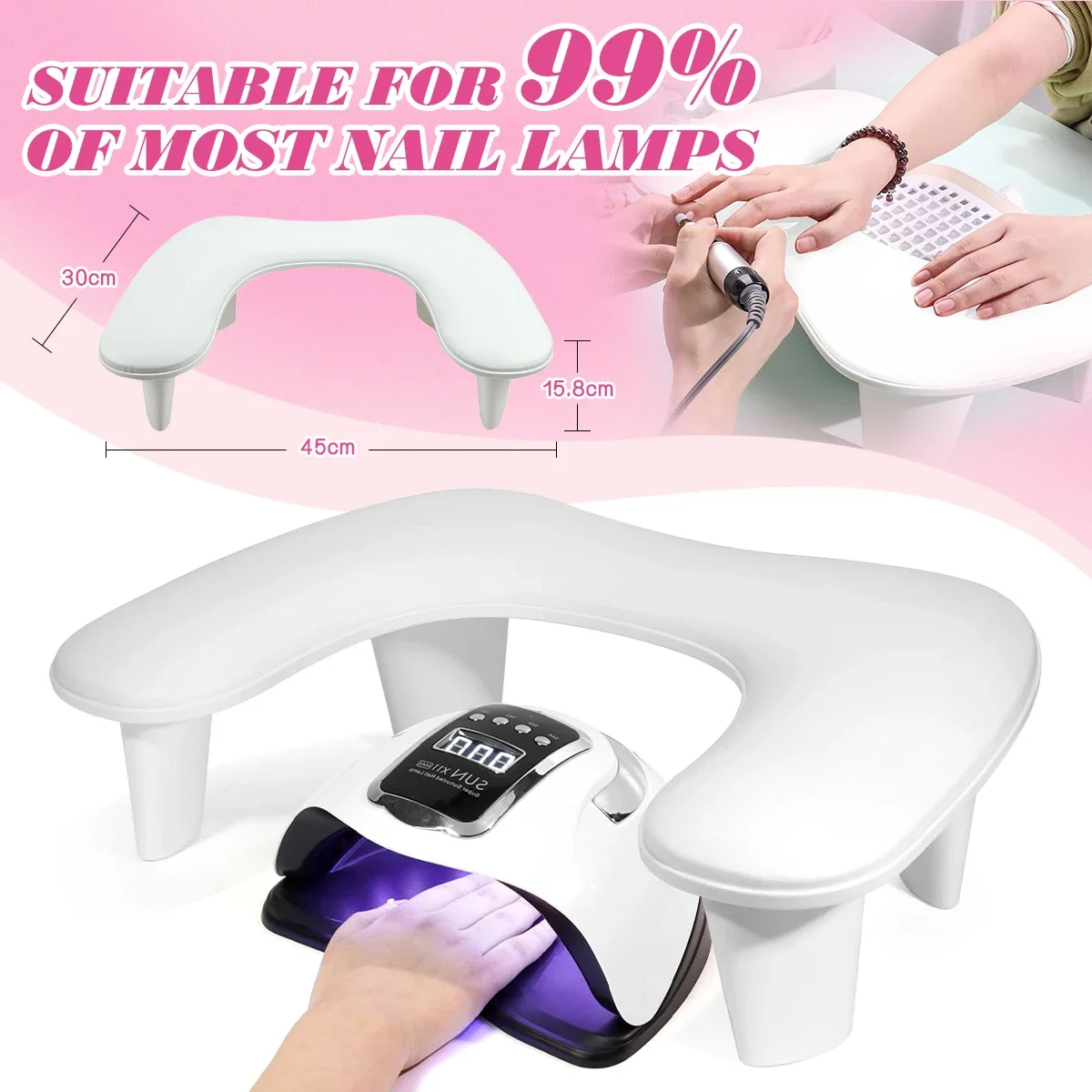 New Design Nail Hand Rests for Two Hands Soft PU Leather 15 Degree Tilted U Shaped Hand Pillow Nail Arm Rest Nail Salon Tools image 6