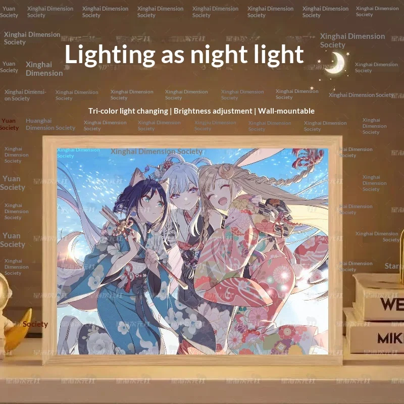 Luminária de Arte LED Personalizada Chrono Kaguya Hime, Lâmpada Noturna Tsukimi Yachiyo Ayaha Sakegumi, 3 Cores Reguláveis, Montável na Parede, Presente de Aniversário