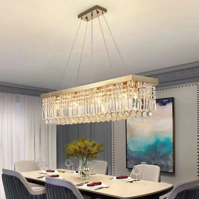 

Modern Lustrous Crystal Chandelier for Living Room Rectangular Dining Room Lamp Luxurious Sophisticated Bedroom Lighting