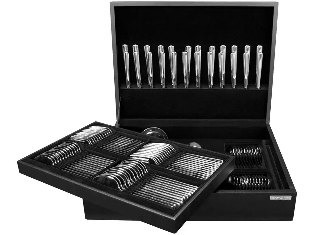 Faqueiro Tramontina Inox 101 Peças Berlin Brilho 66934214 com Estojo