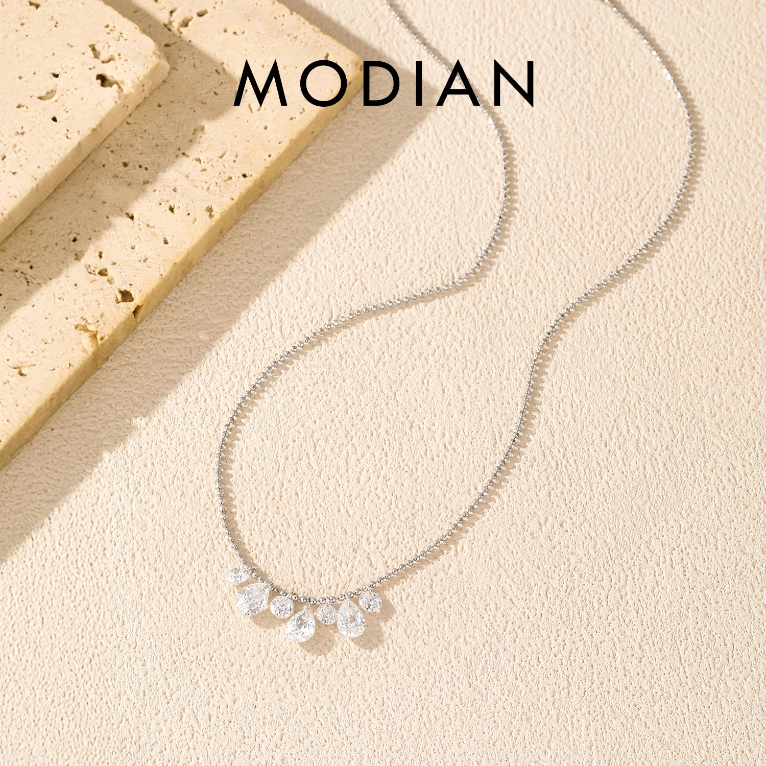 MODIAN Sparkling Pear Zirconia Necklace 925 Sterling Silver Fashion Beads Link Chain Pendant Necklace For Women Fine Jewelry