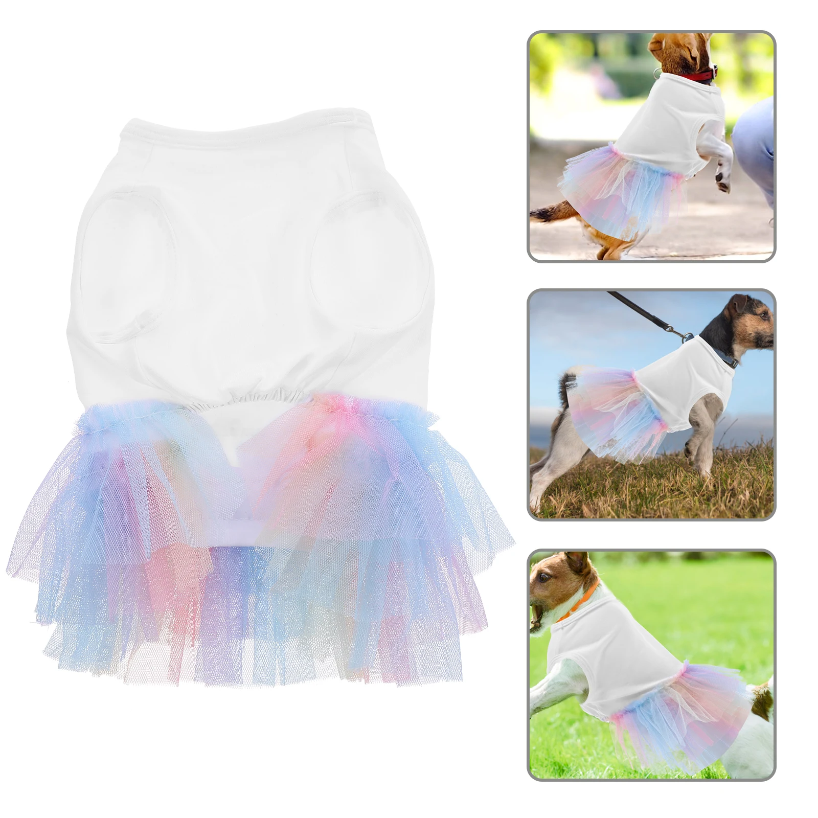 

Pet Dress Outfits Dog Party Clothes Puppy Skirt Summer Milk Silk