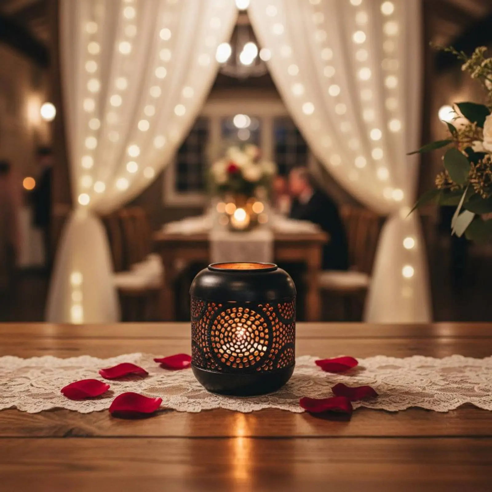 Hollow Metal Candle Holder European Inspired Vintage Design Tealight Holder Cutout Pattern Candle Lantern for Wedding