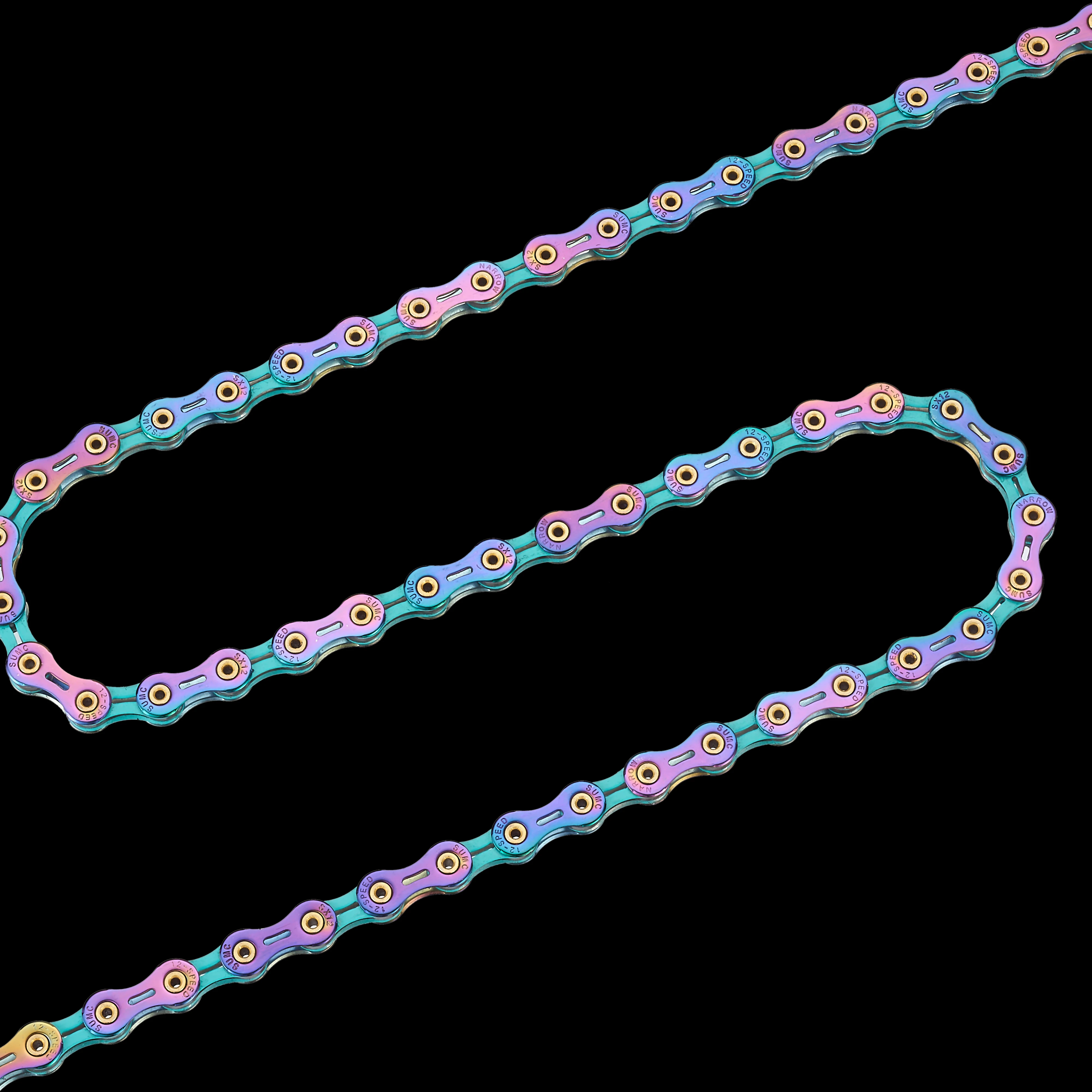 Factory Wholesale SUMC 12-Speed Bicycle Chain Ultralight All-Hollow with Steel Magic Buckle