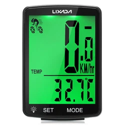 LIXADA Wireless Bike Computer LCD Screen Bicycle Computer Mountain Bike Speedometer Odometer IPX6 Waterproof Cycling Stopwatch