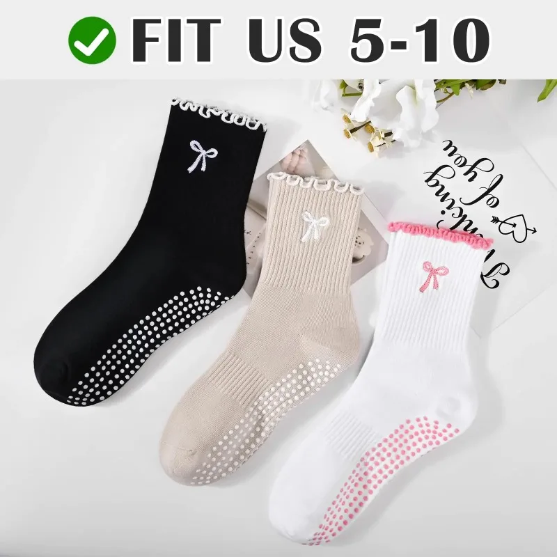 Professional Yoga Socks, Cotton Strap Silicone Anti Slip Pilates Fitness Dance Floor Socks view 3