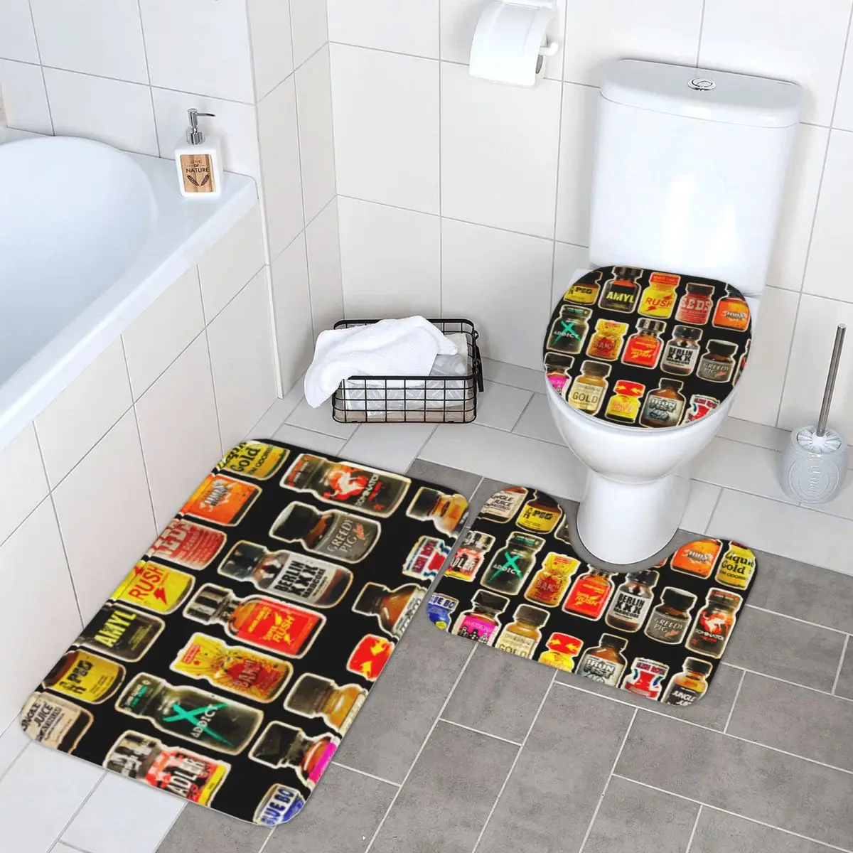 

Бутылки Poppers Gay Rush Jungle Juice Amyl Inhaler 3-х шт. Коврик для ванной Набор для ванной комнаты Крышка унитаза Домашний нескользящий ковер Напольный коврик