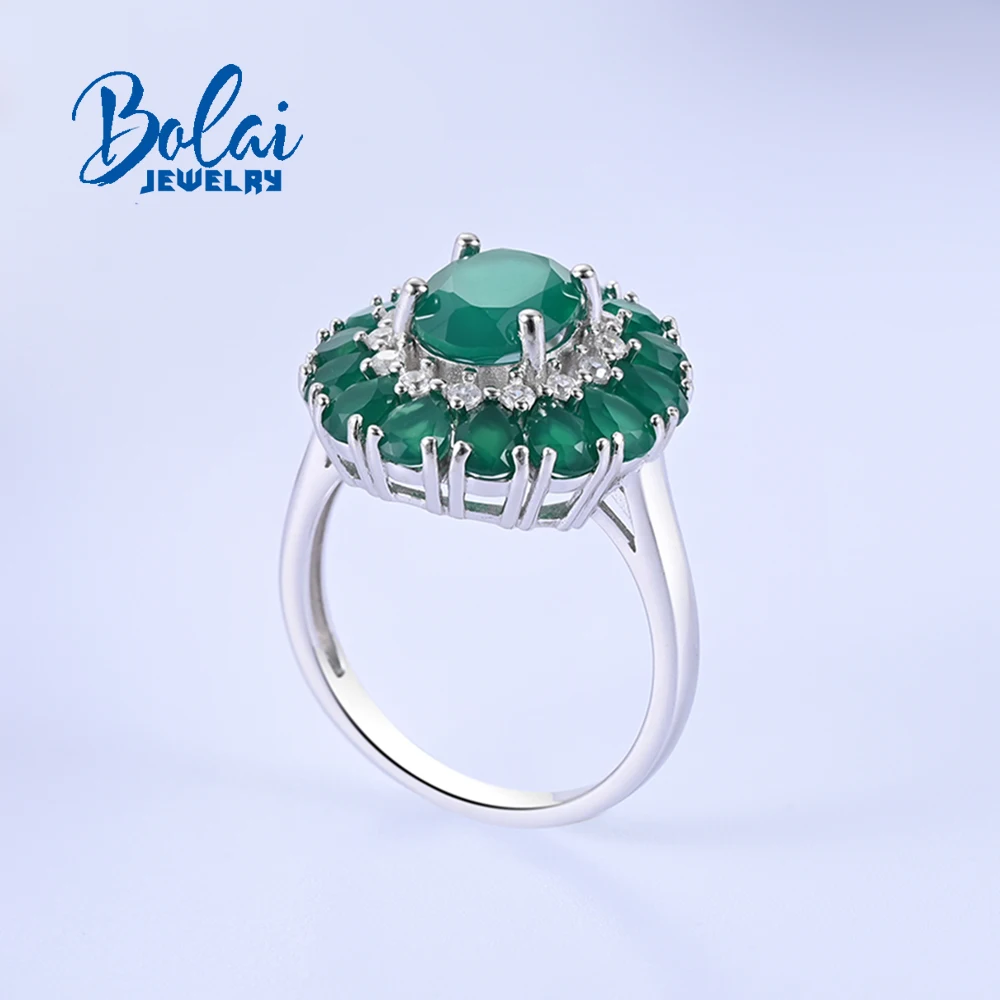 العصرية رهيبة S925 خاتم فضة العقيق الأخضر الطبيعي تهدئة الأحجار الكريمة ضوء مجوهرات فاخرة النساء المشاركة مأدبة مهرجان هدية