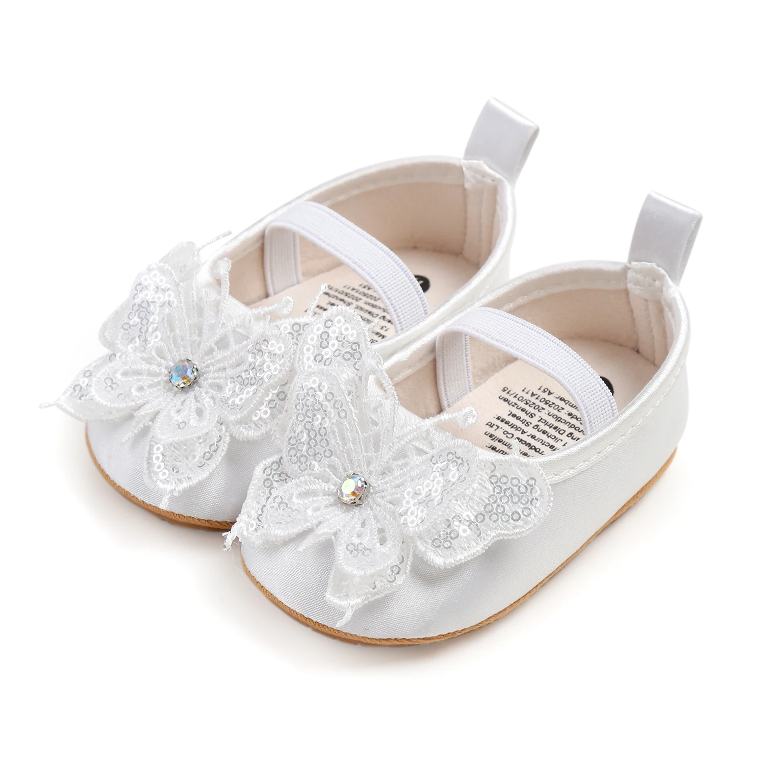 Zapatos de boda para bebé, con lazo, suela de goma antideslizante, zapatos planos de princesa para bailar, zapatos para aprender a caminar al aire libre