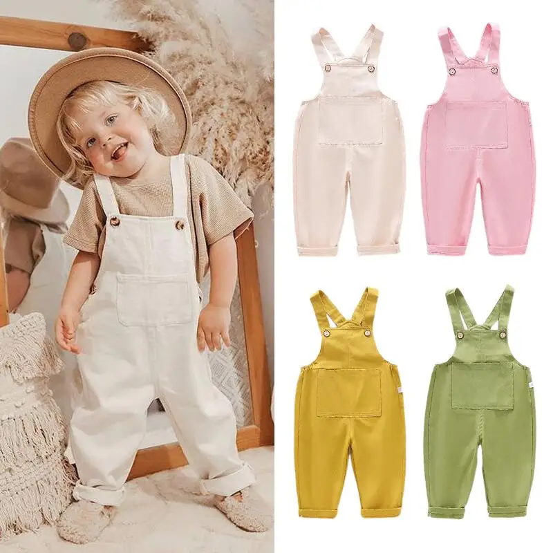 

2024 New Arrival Children Clothes Baby Girls Boys Overalls Solid Toddler Children's Cotton Suspenders Pants Overalls Jumpsuits