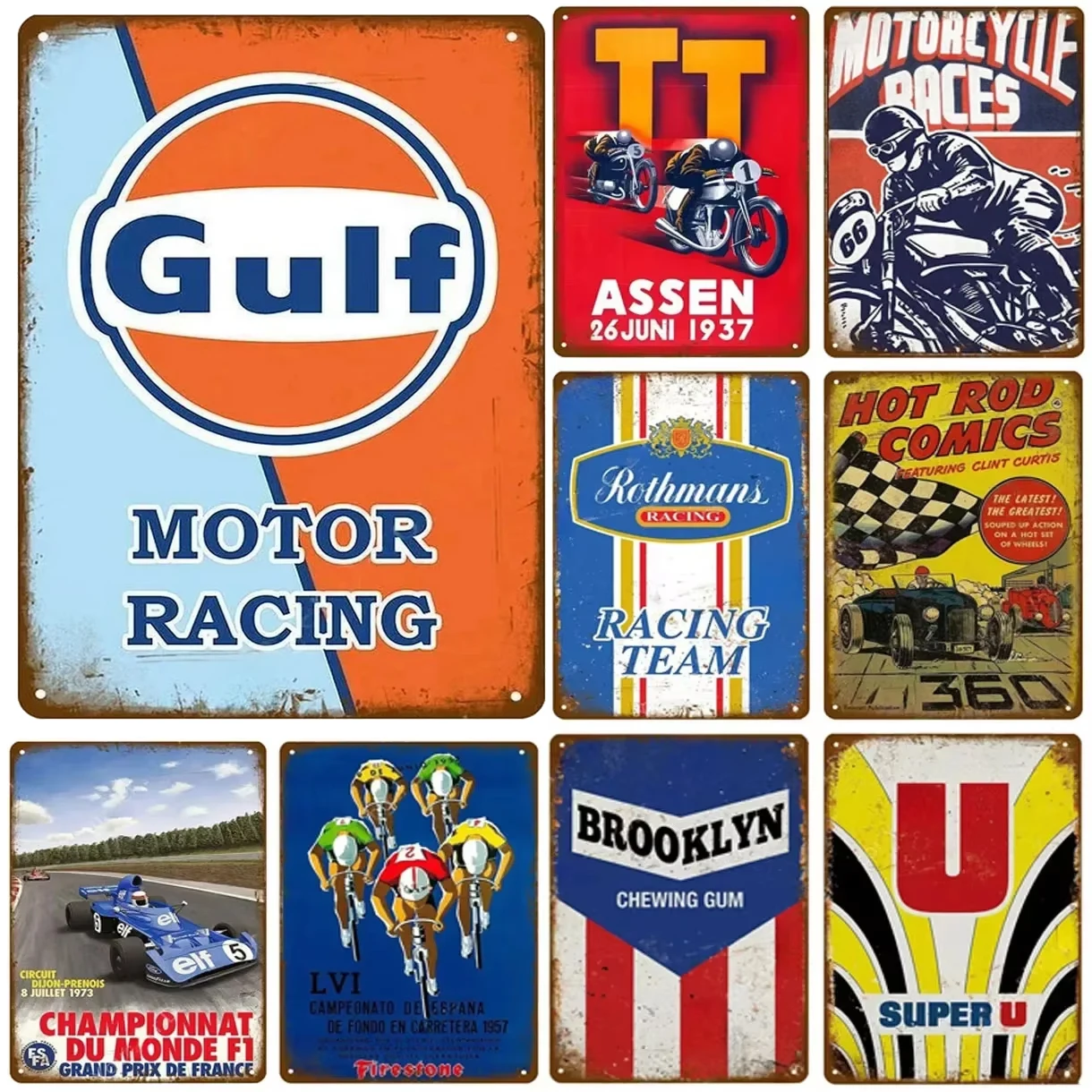 Lubricant Gas Tin Sign Motorcycle Race Metal Signs Wall Decor for Garage Car Shop Iron Plate Painting Vintage Plaque Decoration