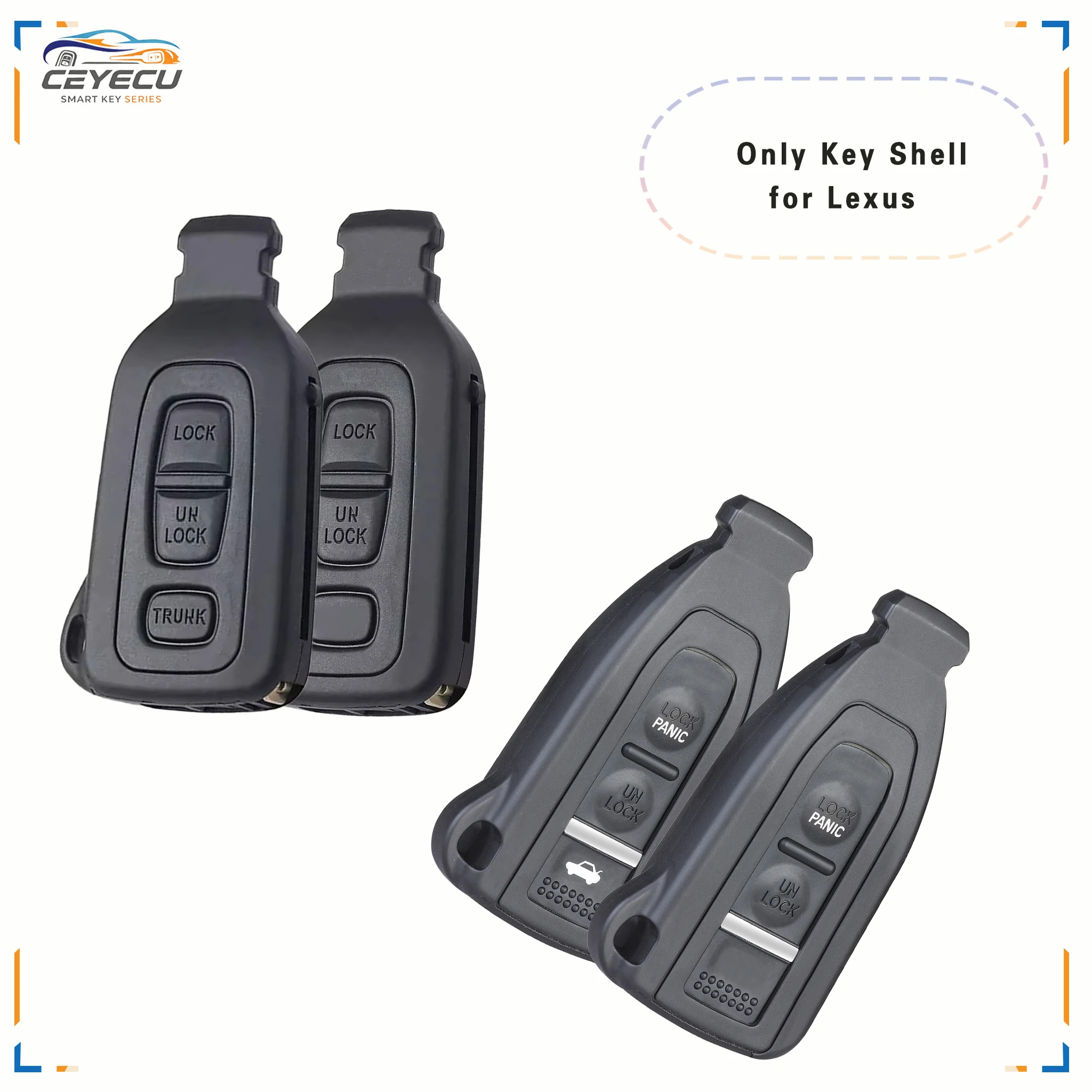 KEYECU for Lexus LS430 2002 2003 2004 2005 2006 Replacement Remote Key Shell 2 3 Button HYQ12BZE