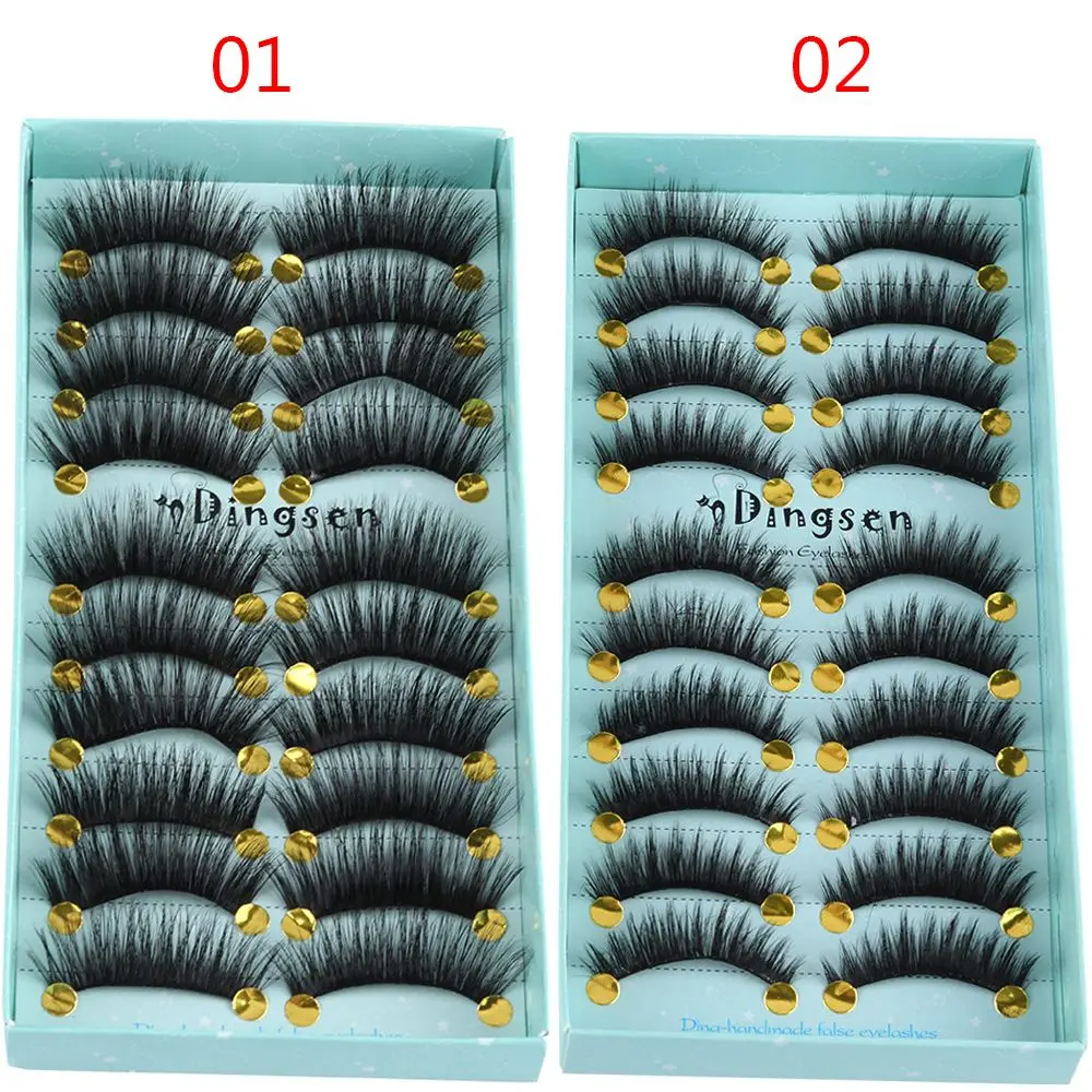 10 Pairs Pure Hanmdade Fluffy Natural Lash Extension Tools 3D Faux Mink Hair False Eyelashes Thick Long