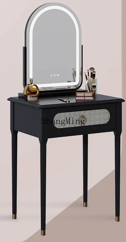 SM Retro Dressing Table Small Apartment Bedroom New Makeup Table Black Small Makeup Desk