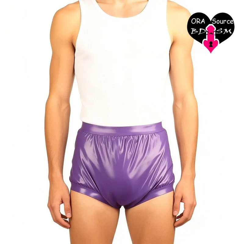 Women Man Latex Underwear Sexy High Waist Latex Panites Loosely Diaper Buttocks Lifting Slimming Body Shaping Panty Briefs
