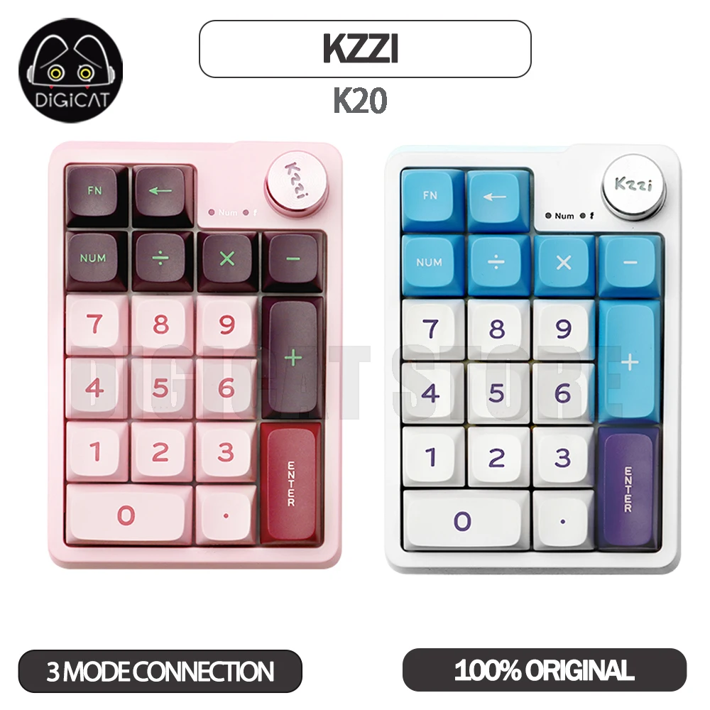 Kzzi K20 Keypad 3 Mode USB/2.4G/Bluetooth Wireless Keyboards 19 Keys Customization Number Pad For Pc Computer Accessories Gifts