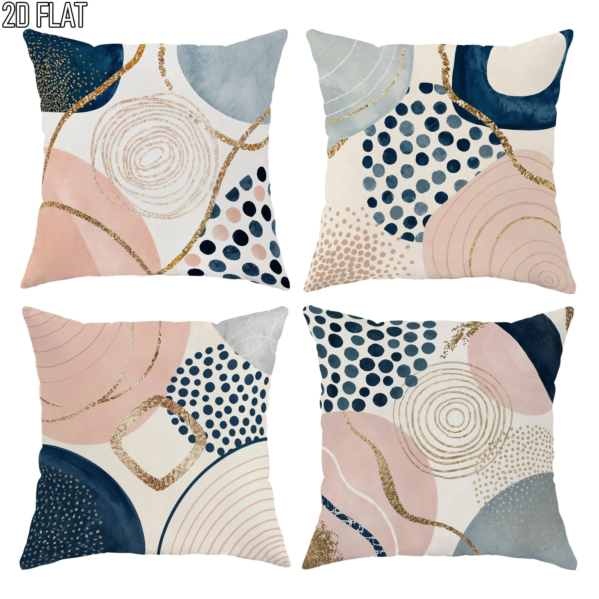 Bohemian Abstract Pillow Cases Cushion Covers Set 4pcs Geometric Blue Pink Print 45x45cm Decorative Home Decor