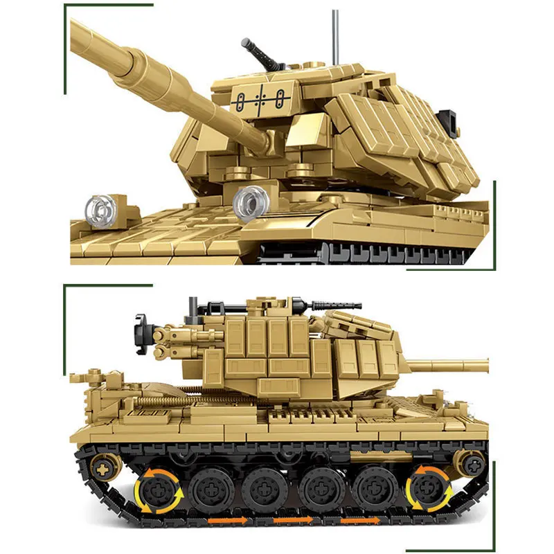 602PCS M60 ถัง Building Blocks,รถหุ้มเกราะปริศนาของเล่นประกอบรุ่นทําด้วยมือ DIY ตกแต่งห้อง,ของขวัญเด็ก