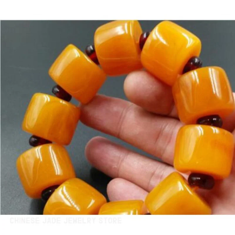 BEAUTIFUL BALTIC AMBER old Beeswax big size Bracelet 5A