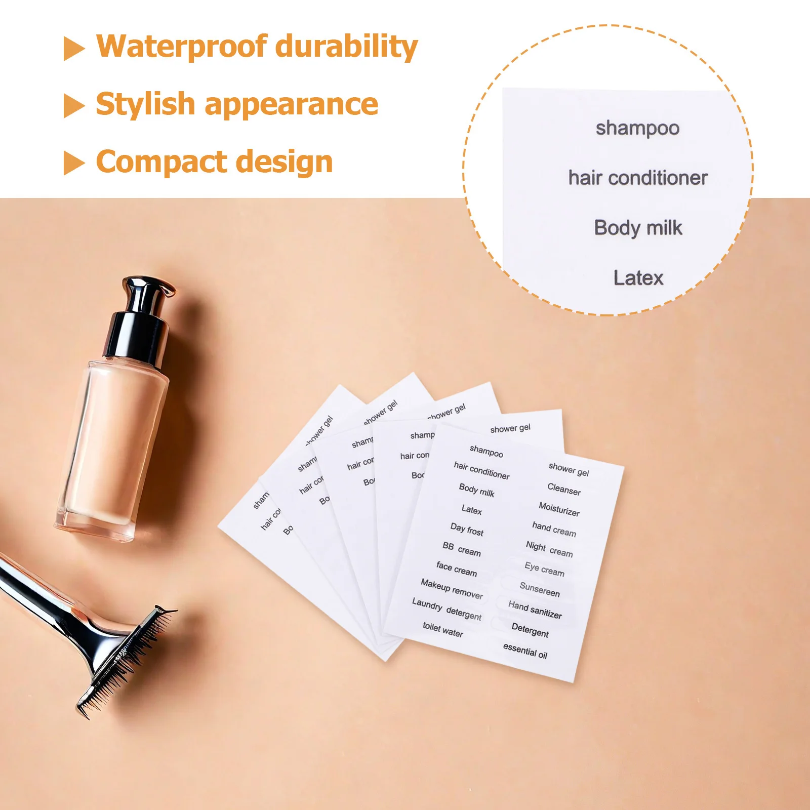 สติกเกอร์กันน้ำสำหรับห้องน้ำ 30 ชิ้น สำหรับติดขวดบรรจุภัณฑ์ขนาดพกพา สติกเกอร์ใสแบบลอกออกได้ สำหรับเครื่องใช้ในห้องน้ำ แชมพู โลชั่น น้ำมัน