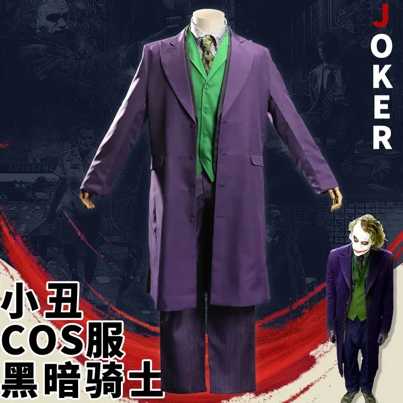 

Joker Heath Ledger Cosplay Costume Clown Dark Night Joker Suit Party Halloween Uniforms Set Full Clothing
