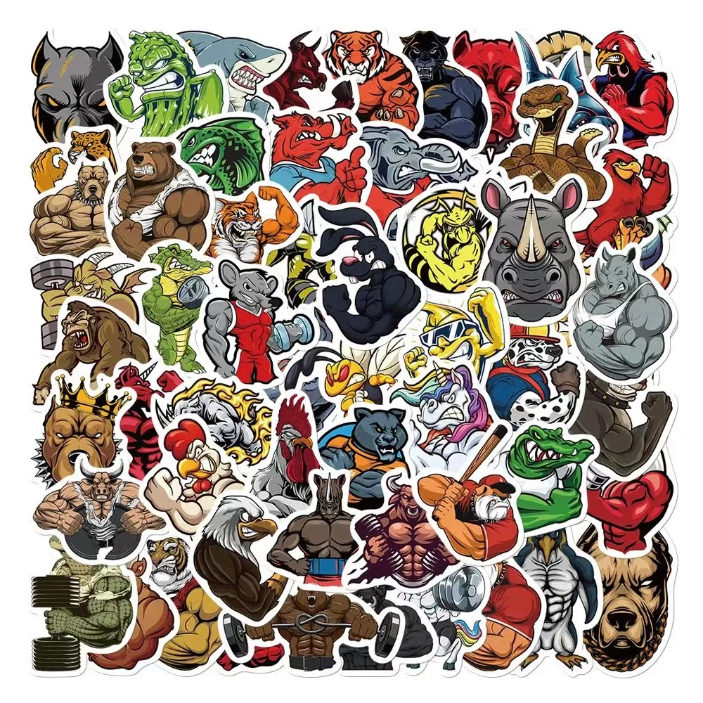 60pcs Cute Strong Strong muscle animal fitness sticker Car Motorcycle Travel Luggage Phone Guitar Laptop Cartoon Sticker