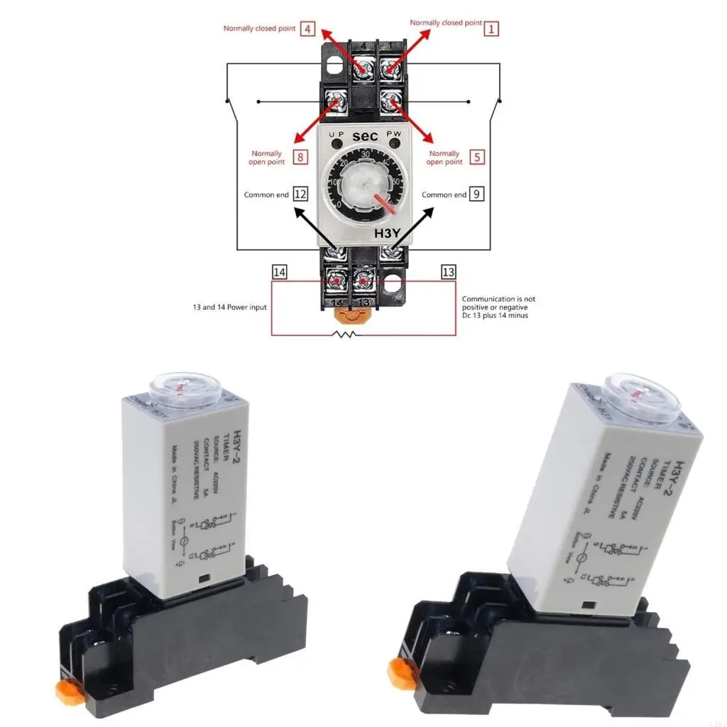 L9BE 0-60 Seconds Timers Timing Time Relays with Base Socket Delay Timers Easy to Use
