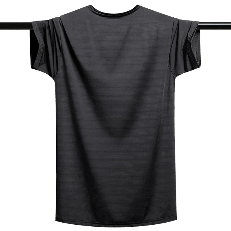 Oversized T Shirt 6XL 7XL 8XL 9XL Summer Men`s Quick Dry Gym Joggering Sports T-Shirts Men Ice Silk Harajuku Tops Tees Clothing