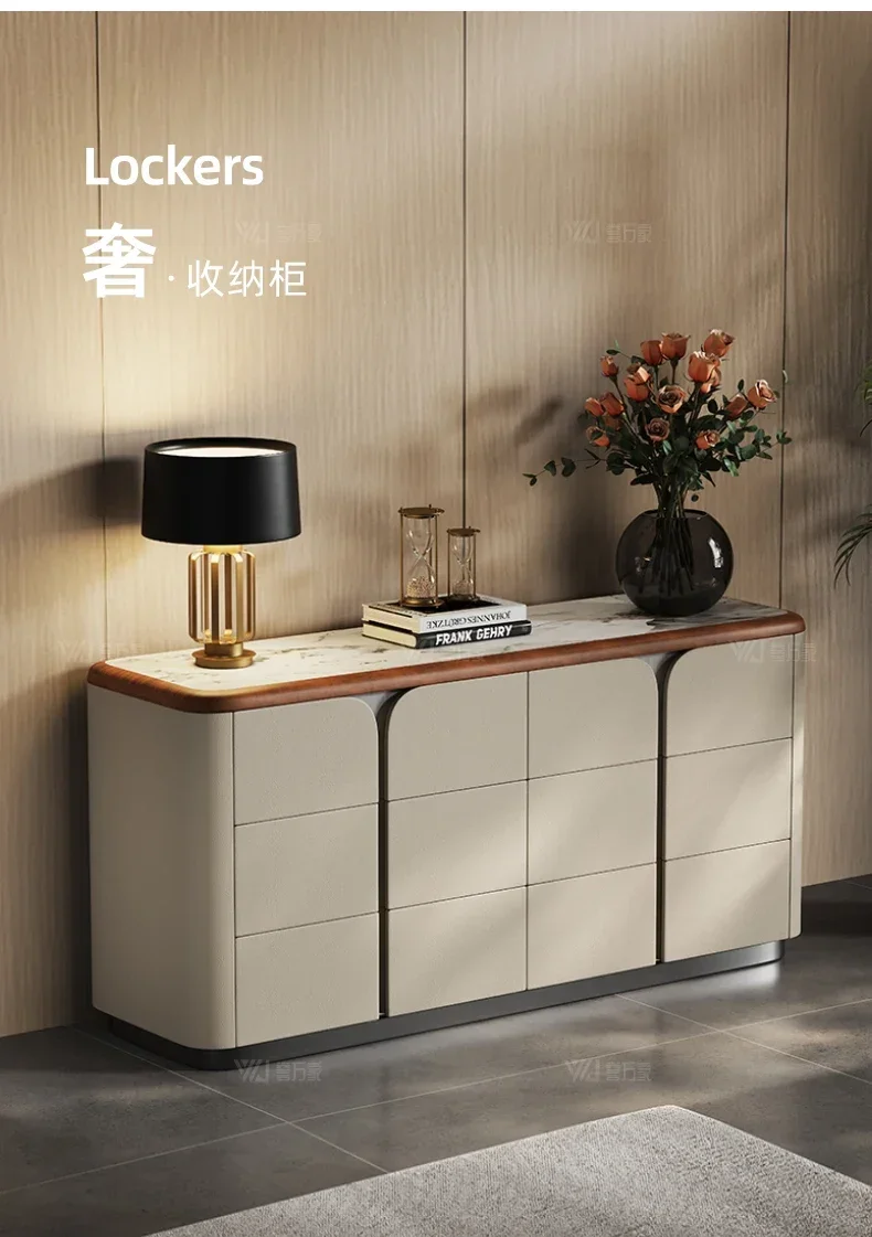 

C Italian minimalist six-chest cabinet high-end living room solid wood storage locker